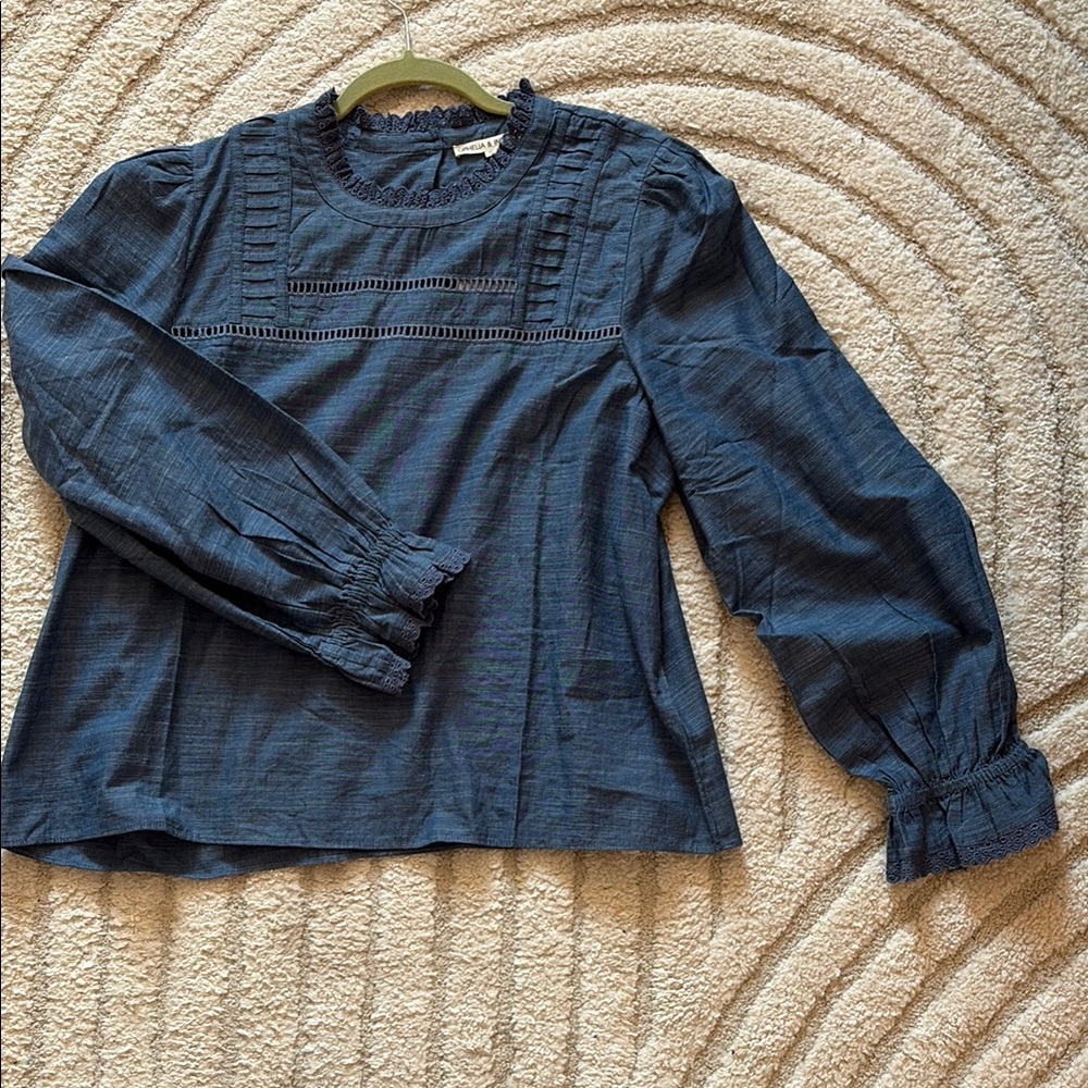 Blue Long Sleeve Blouse